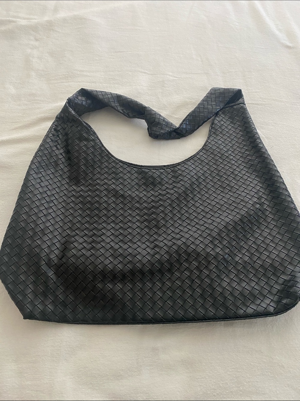 Black Woven Hobo Shoulder Bag